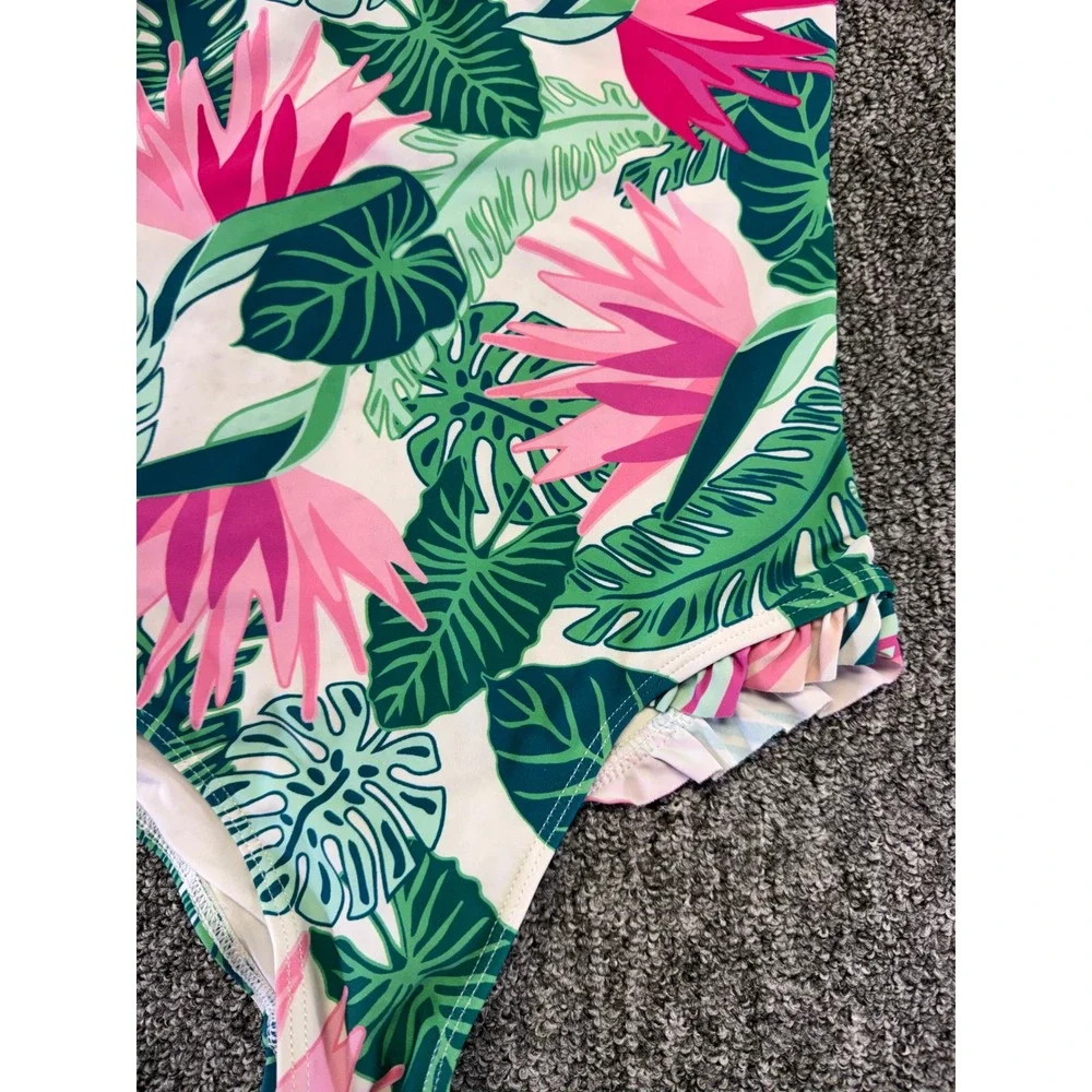 Matilda Jane Swimsuit Girls 6 Multi Tropical Floral Ruffle One Piece Swimwear